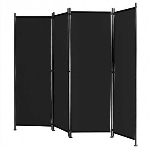 4-Panel Room Divider Folding Privacy Screen-Black - Color: Black